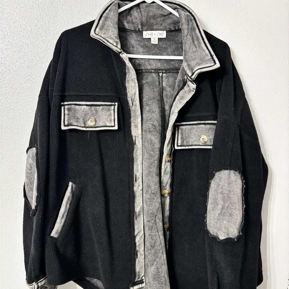 Black Distressed Shacket